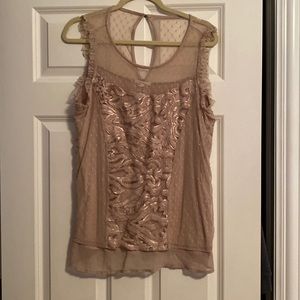 Vintage style camisole top with sequence and frilled trim size large